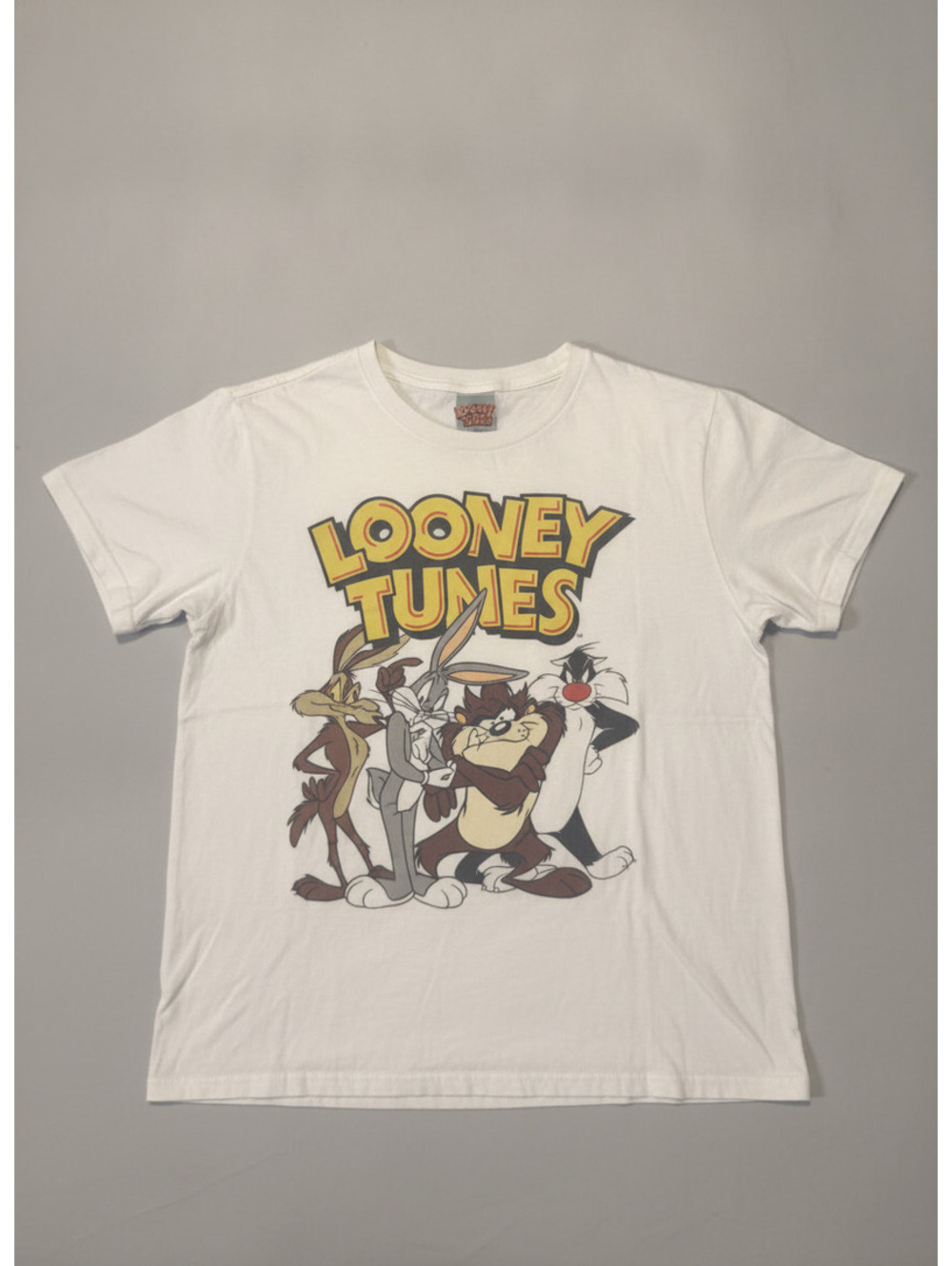 Looney Tunes Men's Graphic T-Shirt White Small Cartoon Characters
